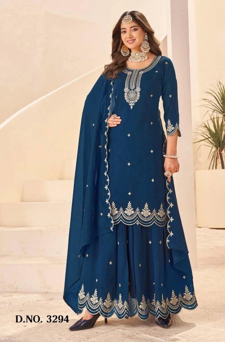 Ladies Flavour 3290 To 3295 Vichitra Kurti With Bottom Dupatta Wholesalers In India